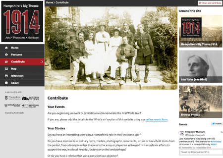 screenshot of Hampshire's Big Theme website contribution area