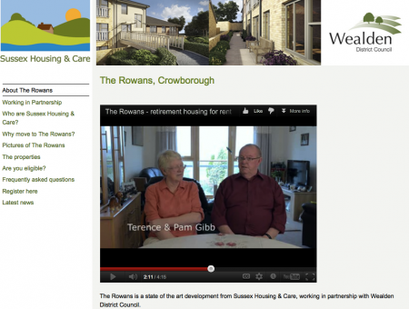 Image of website for the Rowans, Wealden District Council